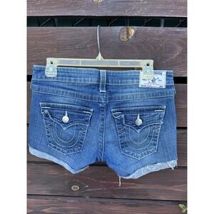 True Religion Joey Cut Off Denim Blue Shorts Womens *Size 29 Made in USA
